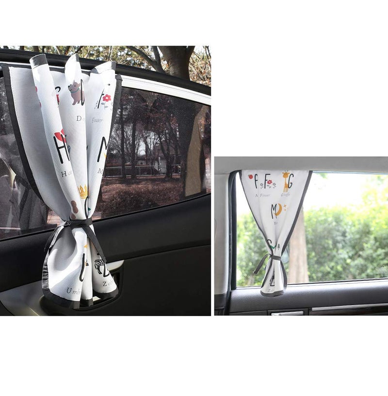 BEBEDECO Magnetic Car Sun Shade Curtain for Side Window â€“ Sun Blocker and UV Protector for Baby, Kids, and Pets â€“ Universal Fit with Built-in Magnets for Steel-Framed Door (Be-Kids Alphabet) - Image 4